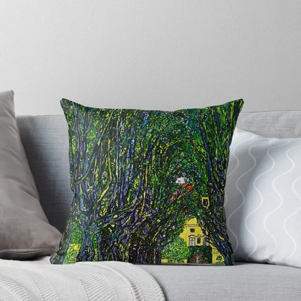 

Art painting by gustav klimmt Avenue of Schloss Kammer Park Throw Pillow Room decorating items pillow