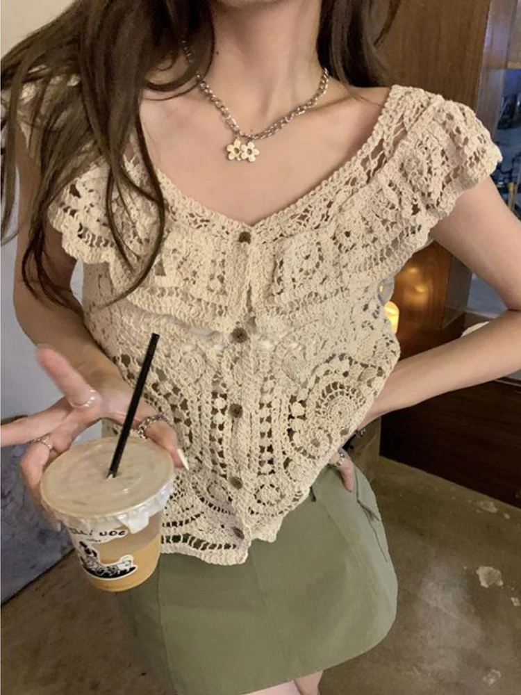 Cardigans Women Elegant Hollow Out Leisure Streetwear Design Solid Tender Attractive Romantic Loose Trendy Comfortable Sweet New