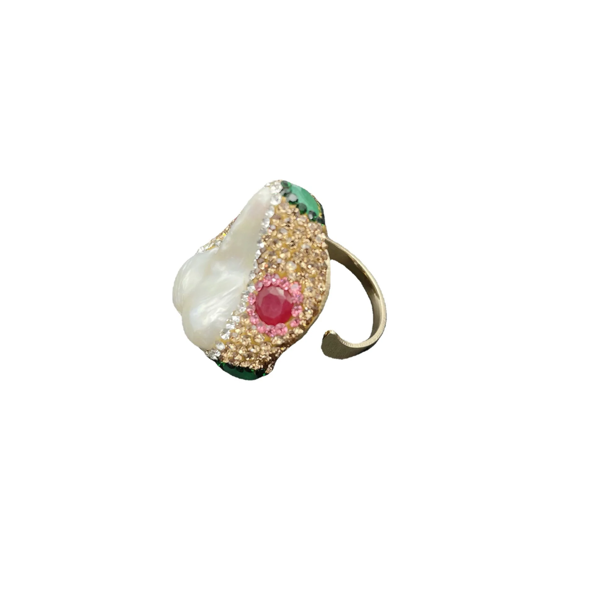 

MVR060 натуральный красочный Жемчуг из драгоценных камней Ручная инкрустация кольцо средневековый стиль индивидуальный модный дизайн Искусственные Роскошные ювелирные изделия