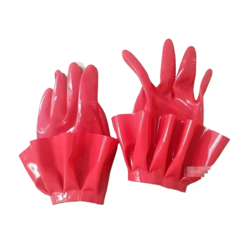 100% قفازات اللاتكس صنم المطاط مثير قفازات مع الدانتيل التشذيب ازياء ارتداء اكسسوارات الحفلات تأثيري القفازات