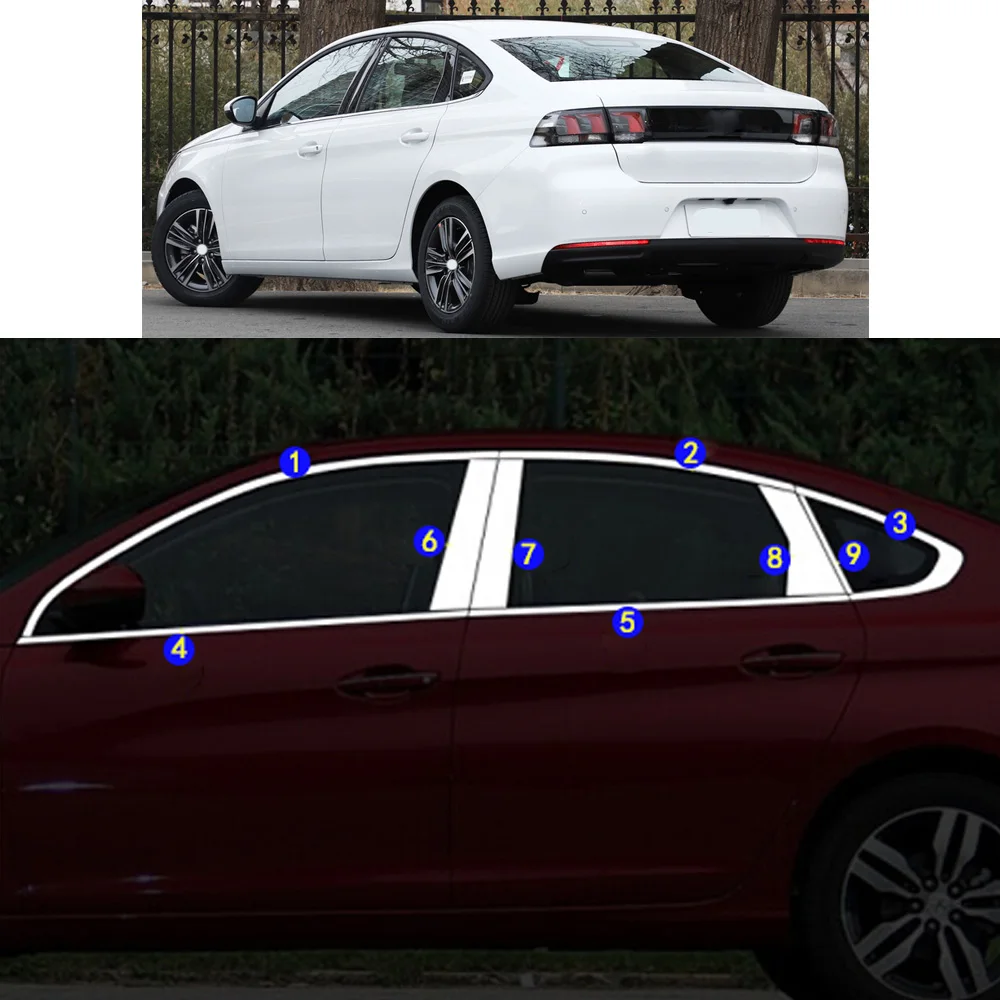

Car Sticker Garnish Pillar Window Middle Strip Trim Frame Hoods For Peugeot 308 2016 2017 2018 2019 2020 2021