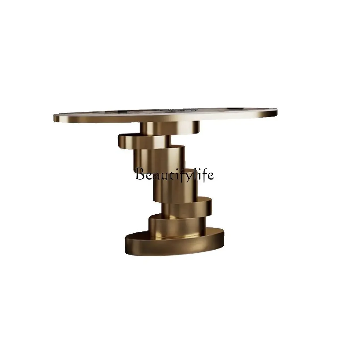 FG17Hotel Villa Foyer Entrance Table Stainless Steel Slate Premium End View Platform