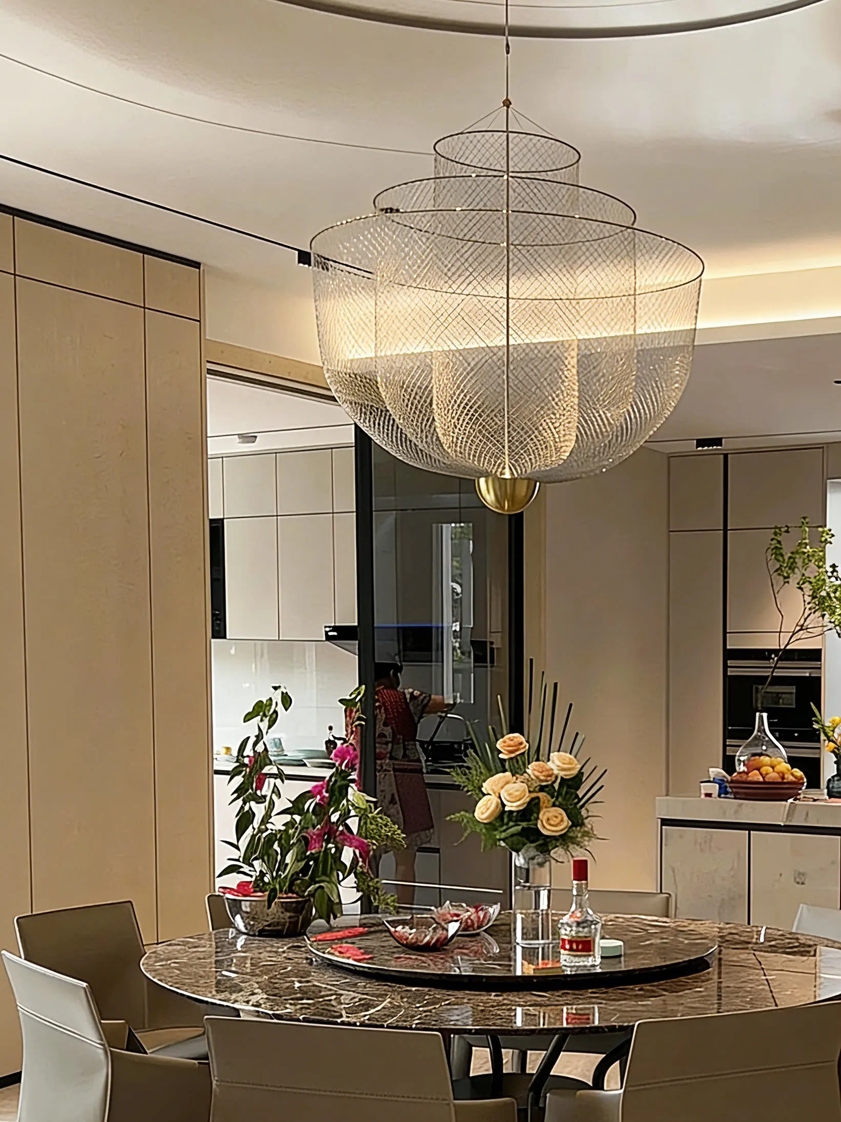 Italian Villa Dining Living Room Light Postmodern Light Luxury Grid Banquet Hall Lamp Bedroom Creative Pendant Home Changeable