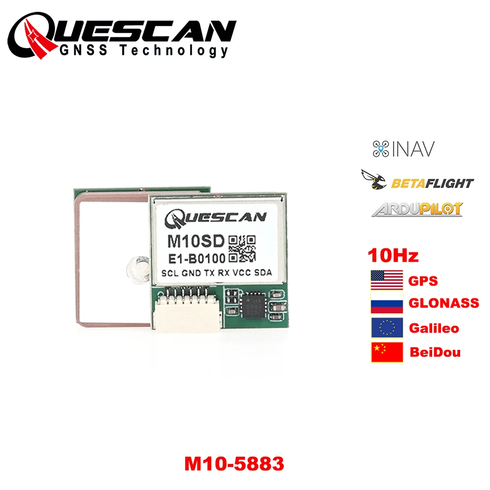 QUESCAN 18mm Drone FPV M10 GPS Module with Compass for RC Airplane Betaflight Pixhawk ArduPilot INAV GPS Galileo GLONASS BeiDou