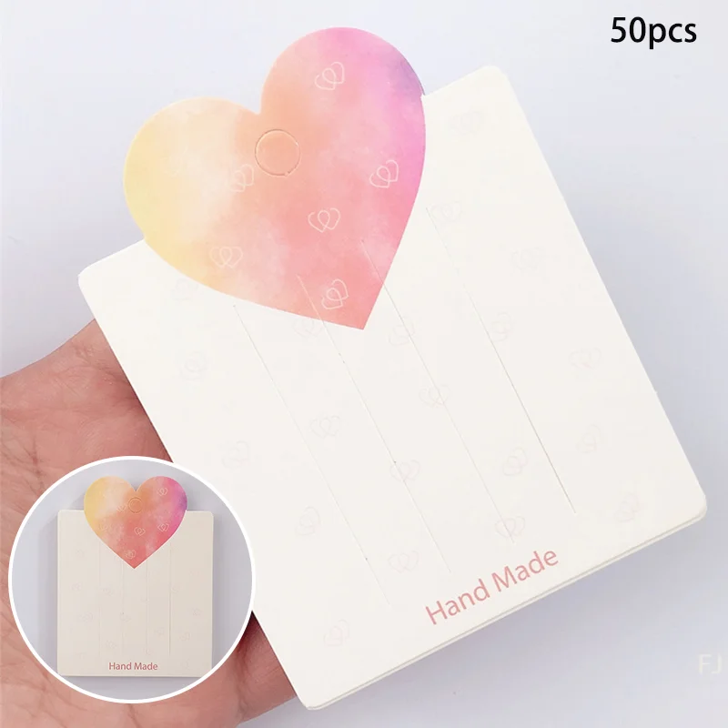 

DIY Materials 50Pcs Love Cardboard Package Display Card White; Handmade Hair Clips Hang Tag For Kids