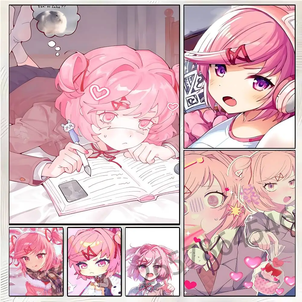 N-Natsuki D-Doki Poster Self-adhesive Art Waterproof Paper Sticker Coffee House Bar Room Wall Decor