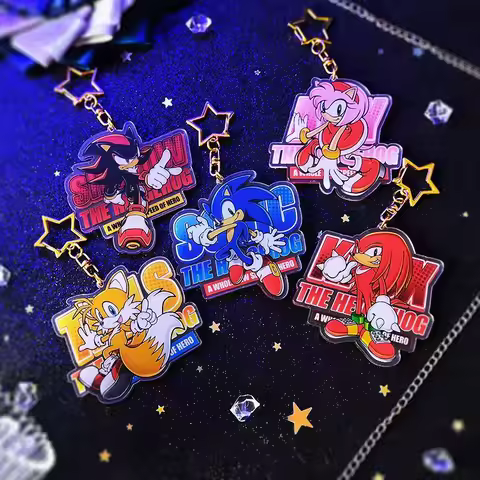 Sonic the Hedgehog Cute Acrylic Keychain Accessories Bag Charm Backpack Pendant Creative Car Key Ring Gifts For Friensds