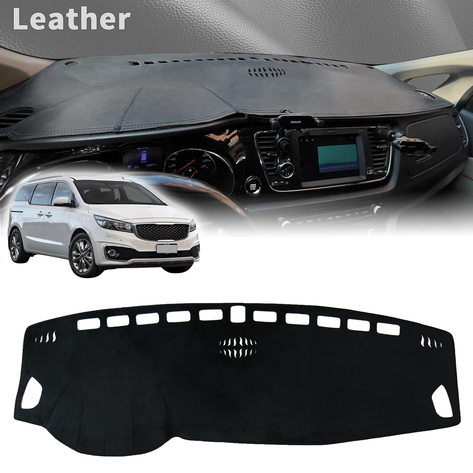 

for Kia Grand Carnival Sedona YP 2015-2020 2021 Car Dashboard Anti‑UV Sunshade Cover Non‑Slip Protective Mat Dash Pad Auto