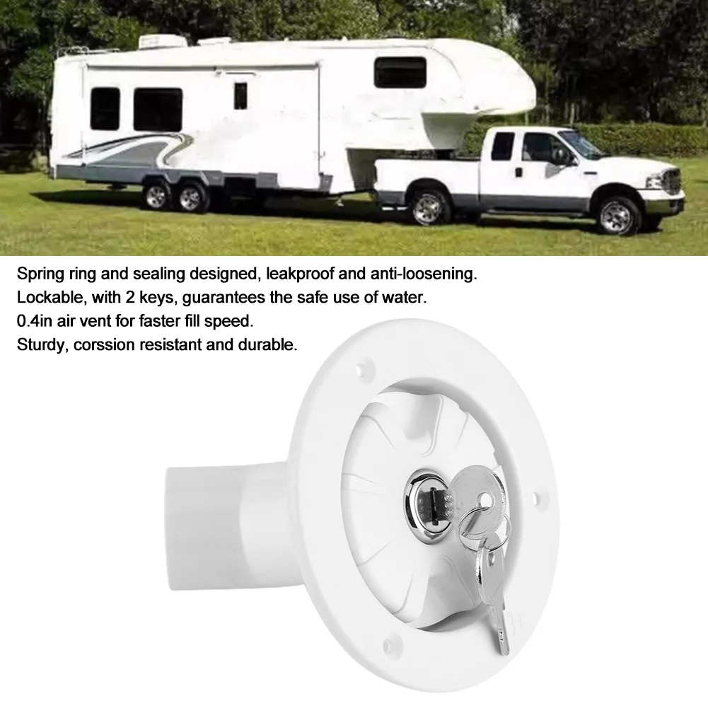 

Lockable Gravity Freshwater Filling Filter Water Inlet with 2 Keys for Boat Trailer RV Water Filling Port Universal Accessories