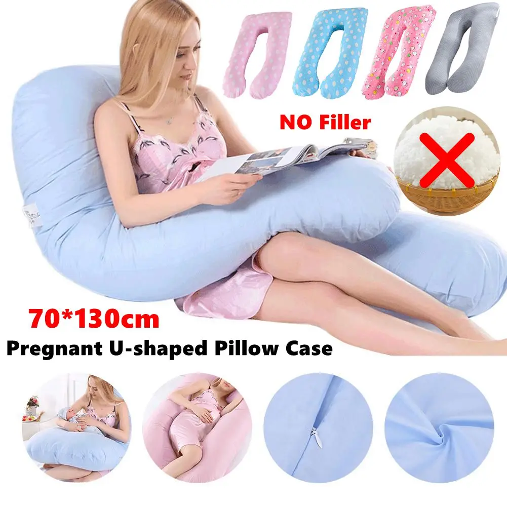 70x130cm Pregnant Women Cotton Pillowcase Side Sleepping Bedding Pillow Case U-shaped Maternal Cushion Cover for Pregnancy Women
