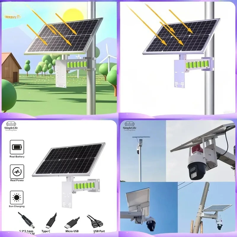 40W Solar Panel Kit 12V 20Ah Lithium Battery Off Grid System High Efficiency Photovoltaic Module IP66 Waterproof for Outdoor