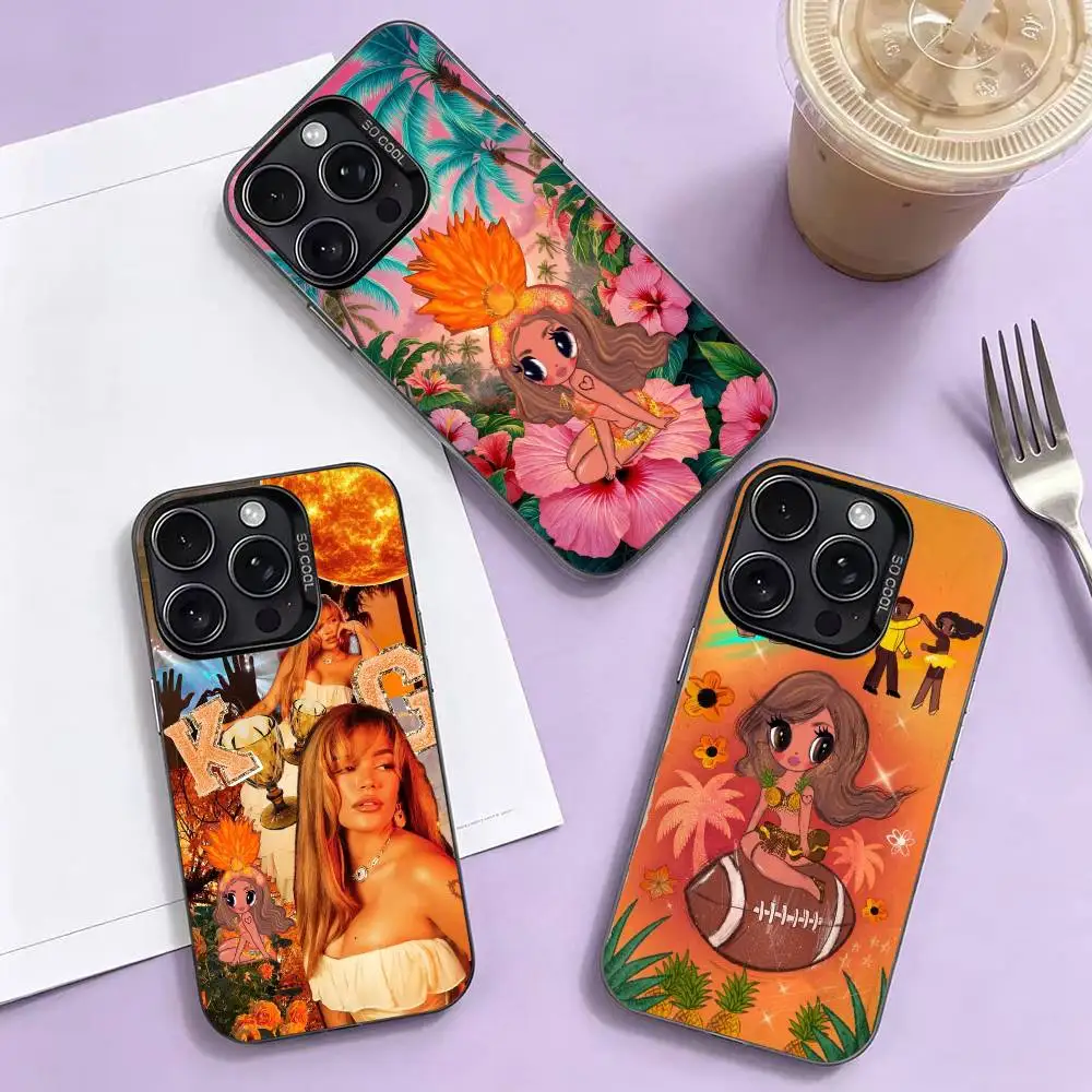 

k-KAROL G Tropicoqueta Aesthetic Phone Case For iPhone 17,16,15,14,13,12,11 Plus,Pro Max,XS,Colored Silver Plated Inside Cover