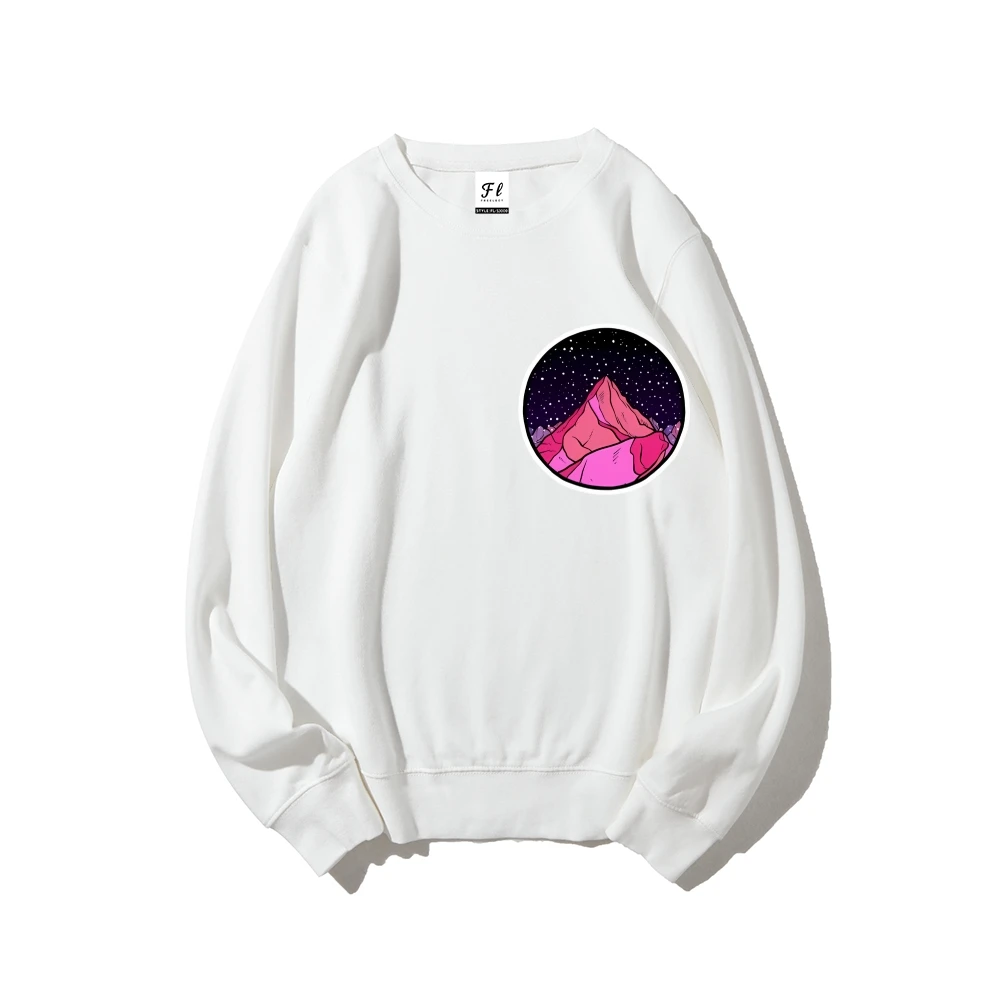 Sweat-shirt étoile de montagne imprimé cercle scénique, décontracté, ample, manches longues, relaxant, audacieux, tendance, confortable, automne hiver