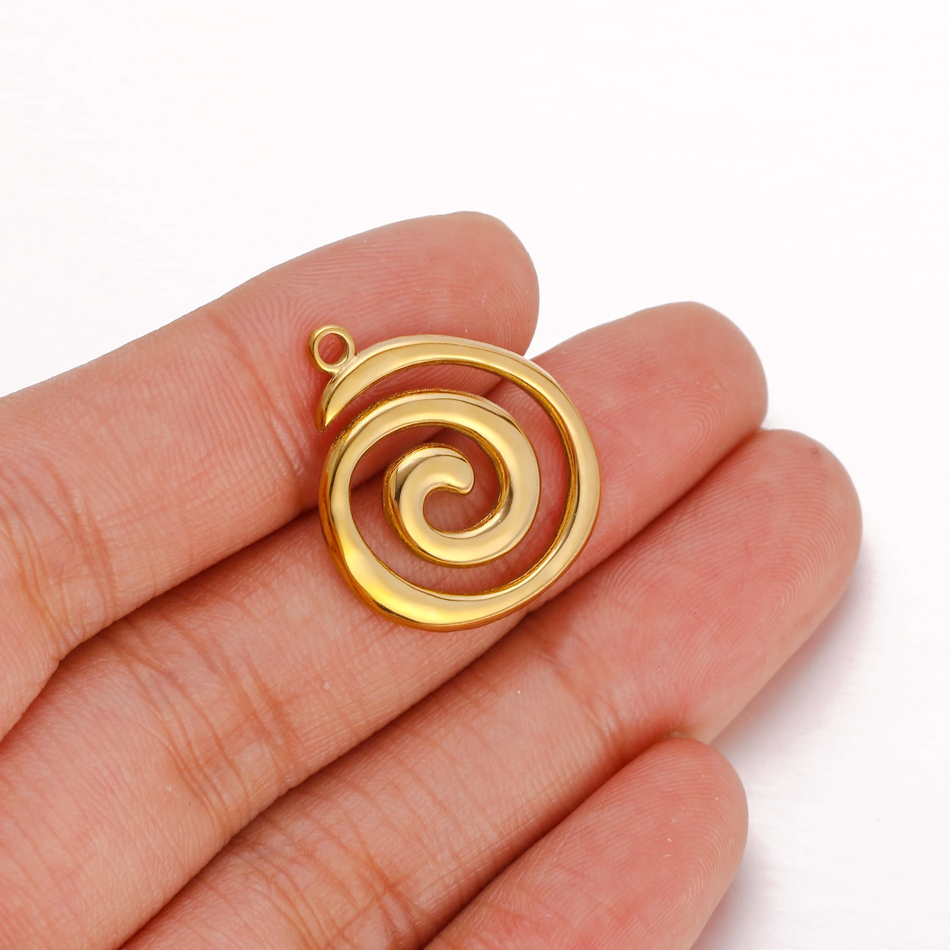 3PCS Edelstahl Gold Farbe Runde Vortex Charms Spirale Swirl Anhänger Für DIY Halsketten Ohrringe Schmuck Zubehör Liefert – Detail 6