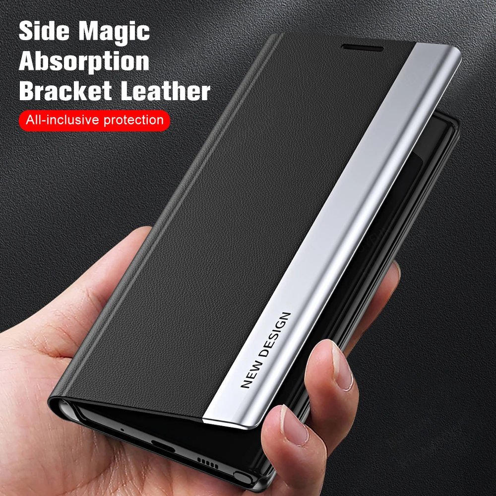 For Poco M6 Pro 4G Case Book Style Electroplated Leather Flip Cover On Poko Little M 6 Pro M6Pro 4G Magnetic Holder Stand Coque