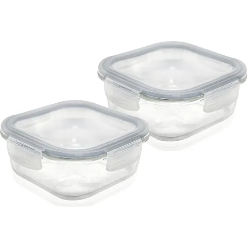 The Mia 2'li Set Glass Storage Canister Square 800 ml Gray