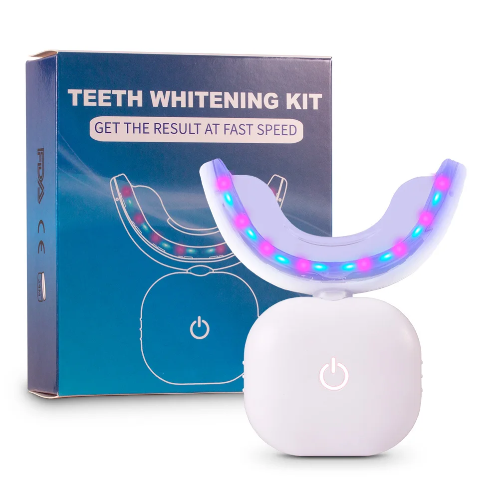 Wireless Teeth Whitening LED Light Brighten Tooth Red Blue Light Dental Bleaching Portable Home Use Remove Tooth Yellow Stains