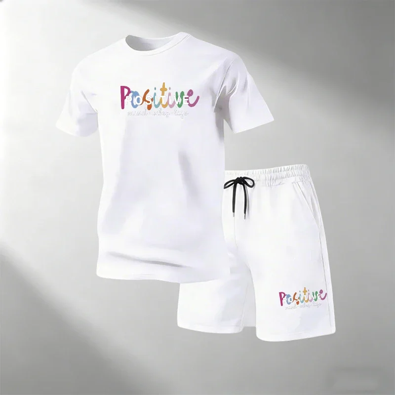 Conjuntos de Camisetas Transpirables Casuales para Hombre, Cuello Redondo, Manga Corta + Pantalones Cortos Deportivos de Secado Rápido, Ropa Deportiva de Verano para Casa y Aire Libre, Gran Venta