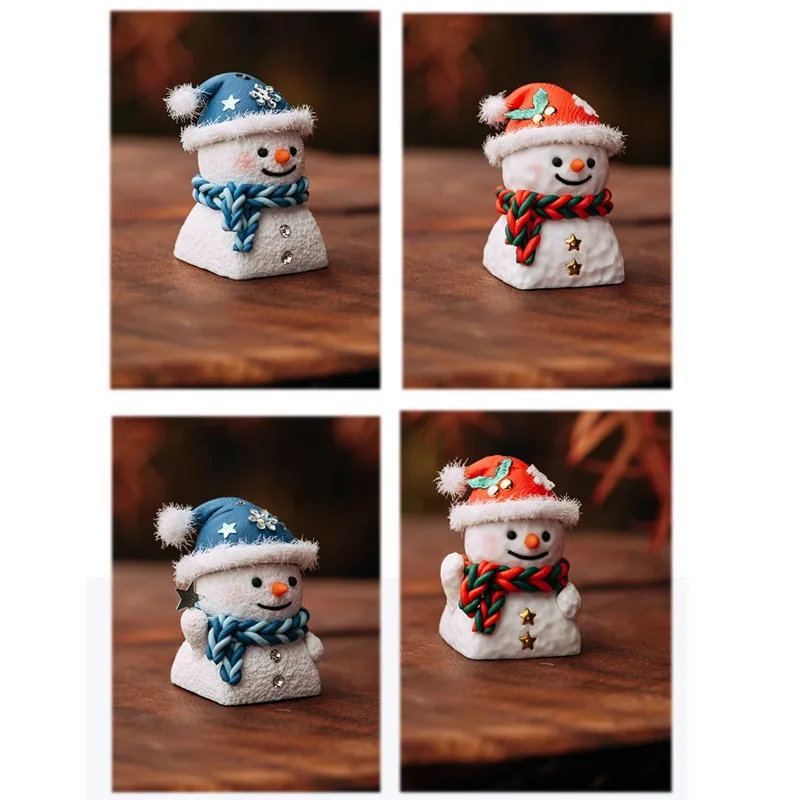 Creative Snowman Keycaps Handmade Clay Material Customized Cute Christmas Keycaps for Mechanical Keyboard Decorate MX Cross Axis