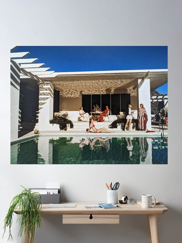 Slim Aarons, Poolside in Arizona, Print Art Canvas Poster, Living Room, Home Wall Decor Picture