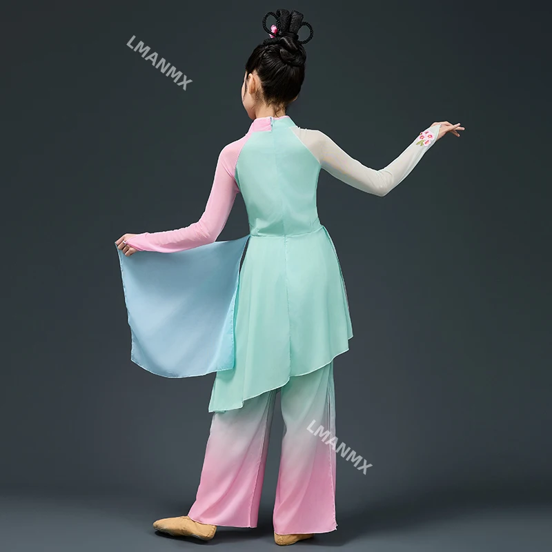 زي أداء للأطفال، طبل اللوتس، Yue Ge، يخطو على الأمواج، الرقص الكلاسيكي، مجموعة رقص المعجبين #5