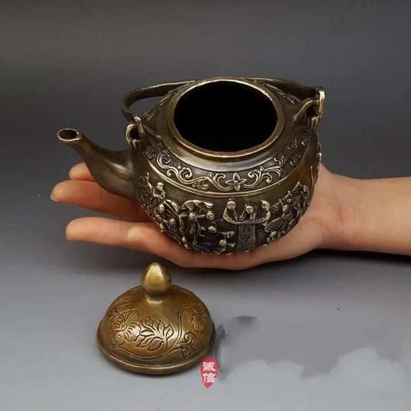 Antique Bronzeware Wholesale Antique-Style Pure Copper Hundred-Character Blessing Vase Ornament Kettles, teapots, home decor, gi