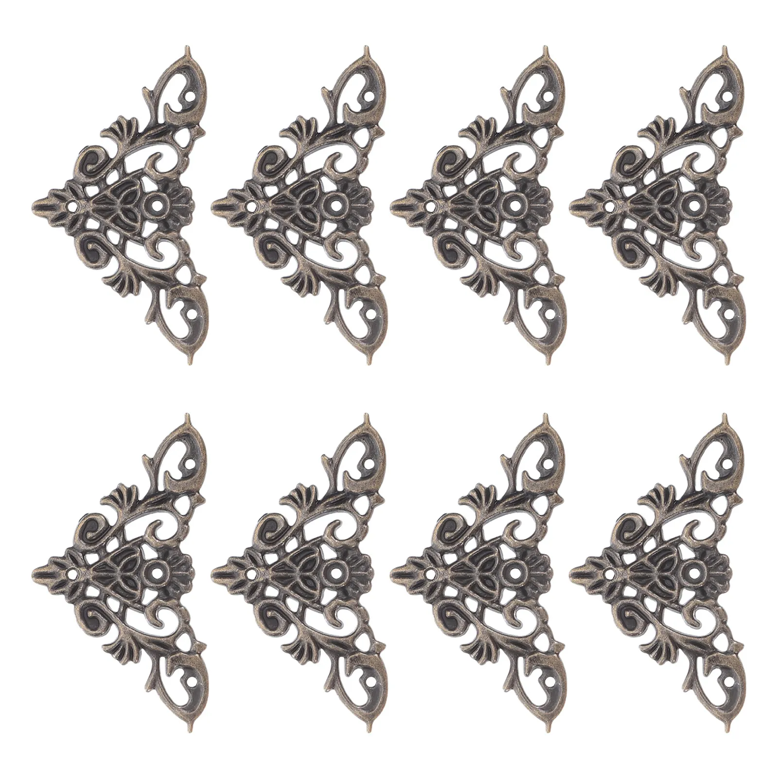 Vintage Metal Corner Protectors for Wood Box Retro Triangle Lace Pattern Decorative Angle Bracket Jewelry Box Corner Guards