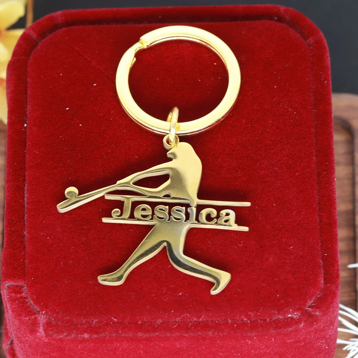 Nome personalizado esportes chaveiro personalizado pingente de aço inoxidável chaveiros para mulheres masculino chaveiro personalizado jóias presentes