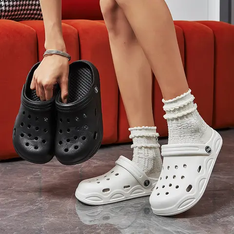 Sommar Bekväma Träskor Tofflor För Damer Lätta Anti-halkiga Strandsandaler Dammode Vita EVA Vattentäta Trädgårdsskor 12 best sales Doris Fanny skor - №3