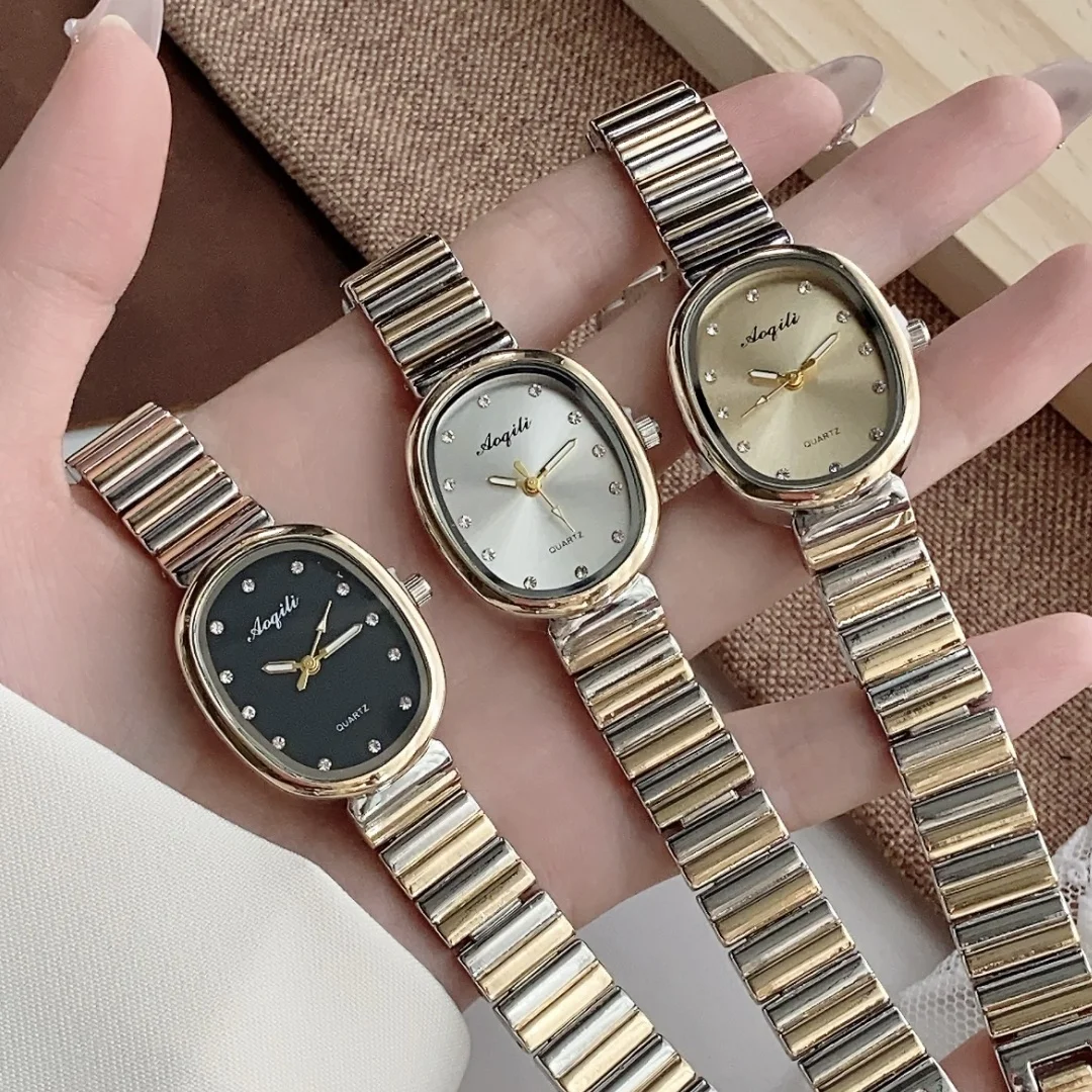 

Женские часы с овальным циферблатом, ремешок из нержавеющей стали, роскошные женские кварцевые наручные часы, дропшиппинг, женские часы Relojes Para Mujer