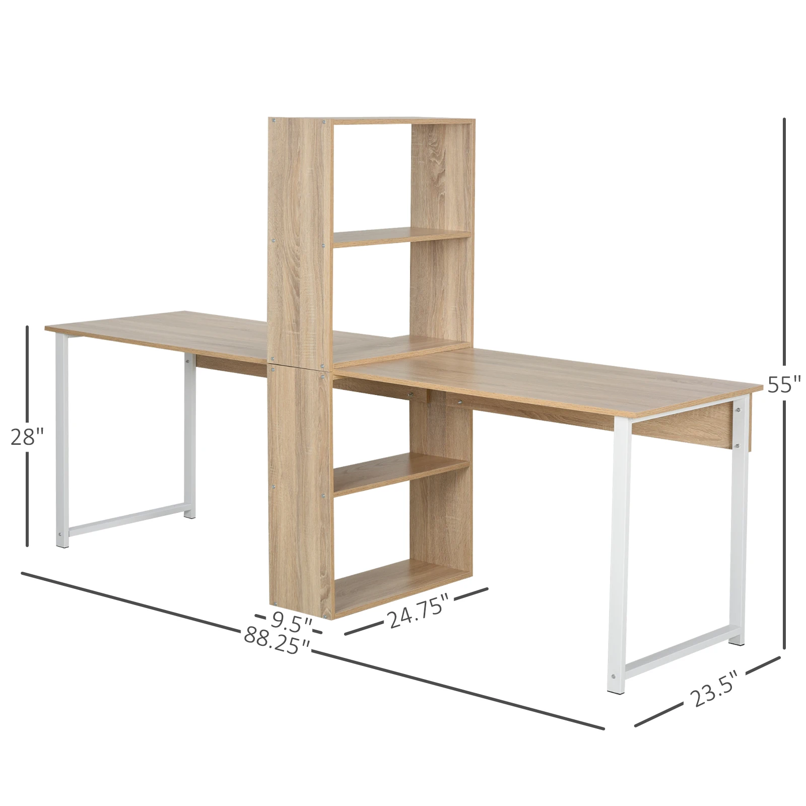 Computer Table Writing Table Home Office Workstation W/ Bookshelf White