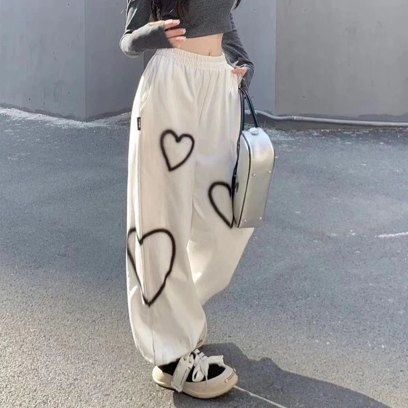 Women Korean Fashion Print Streetwear Oversized Sports Baggy Harem Pants Female Summer Casual High Waist Harajuku Y2K Sweatpants