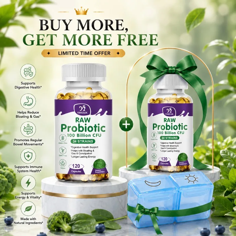 High-Potency Probiotic Capsules, with Protease & Prebiotics, Support Intestinal Health, Alleviate Discomfort, Microbial Balance