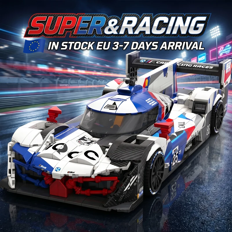Super Racing Le Mans Stil Hypercar Klemmbausteine Set 1:8 Maßstab Sportwagen Bausteine Modellbausatz mit Detailliertem Fahrwerk und Heckflügel DIY Montage Spielzeug für Erwachsene Ideales Geburtstags
