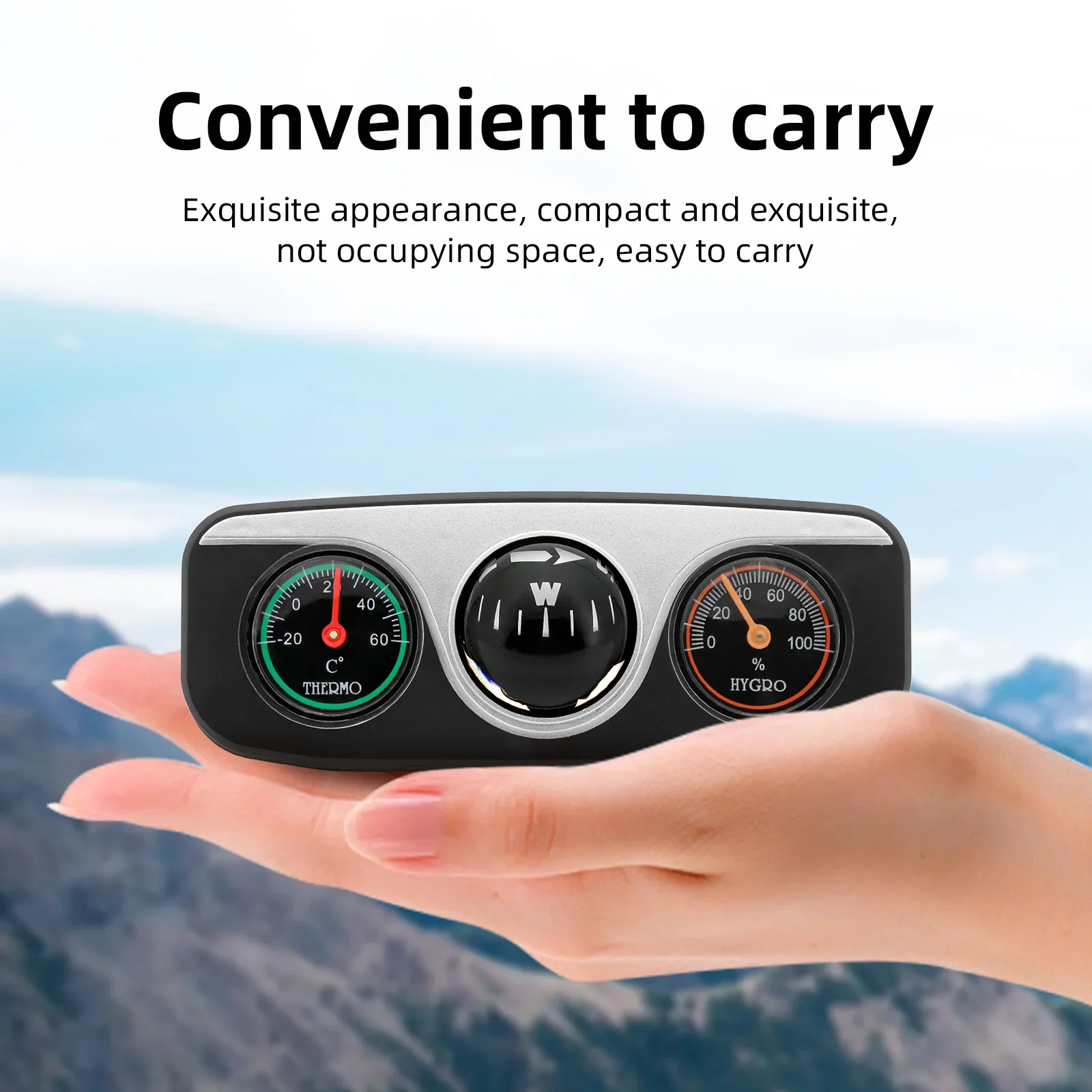 3-in-1-Guide-Ball, Innenzubehör, Auto-Ornamente, Kompass, Thermometer, Hygrometer für Boot, LKW, Off-Road, 4x4, multifunktional – Detail 2