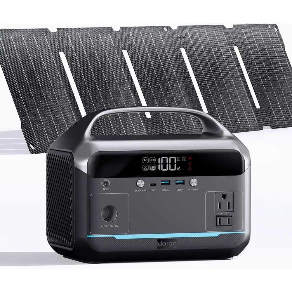 

Portable Power Station 350W with 40W oldable r Panel, 288Wh LiePO4 Battery r Generator,110V/600W Surge Backup,Outdoor Power Bank