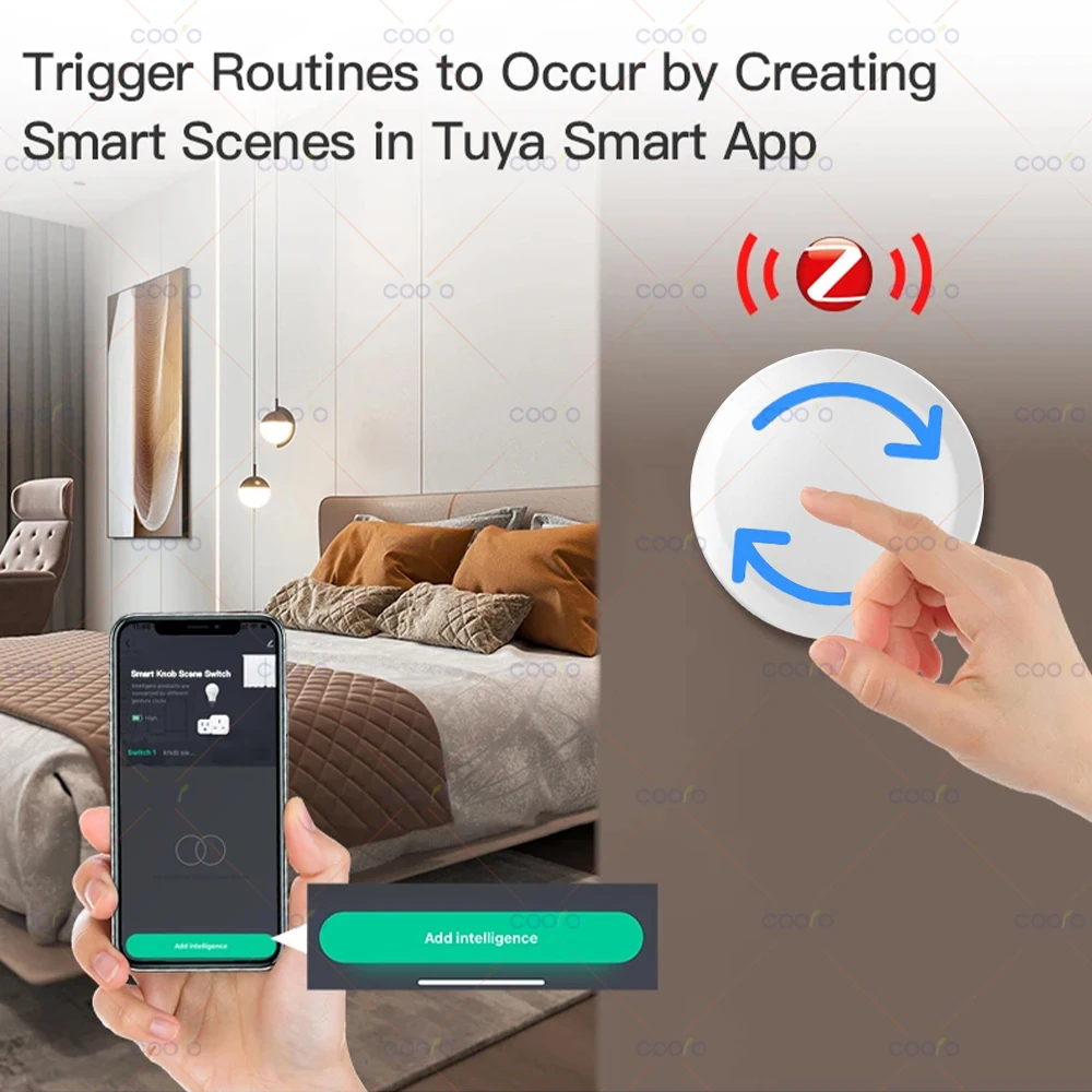 New Tuya ZigBee Smart Knob Switch DIY Wireless Scene Button Rotatable Dimmer Switch Home Appliances Automation Linkage Remoter