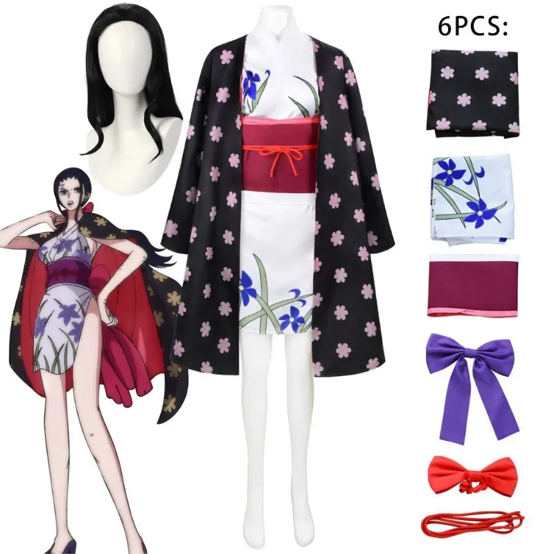 

Wano Arc Kimono Cosplay Costume Nico Robin Devil Child Sleeveless Battle Outfit Full Set with Black Jacket for Women