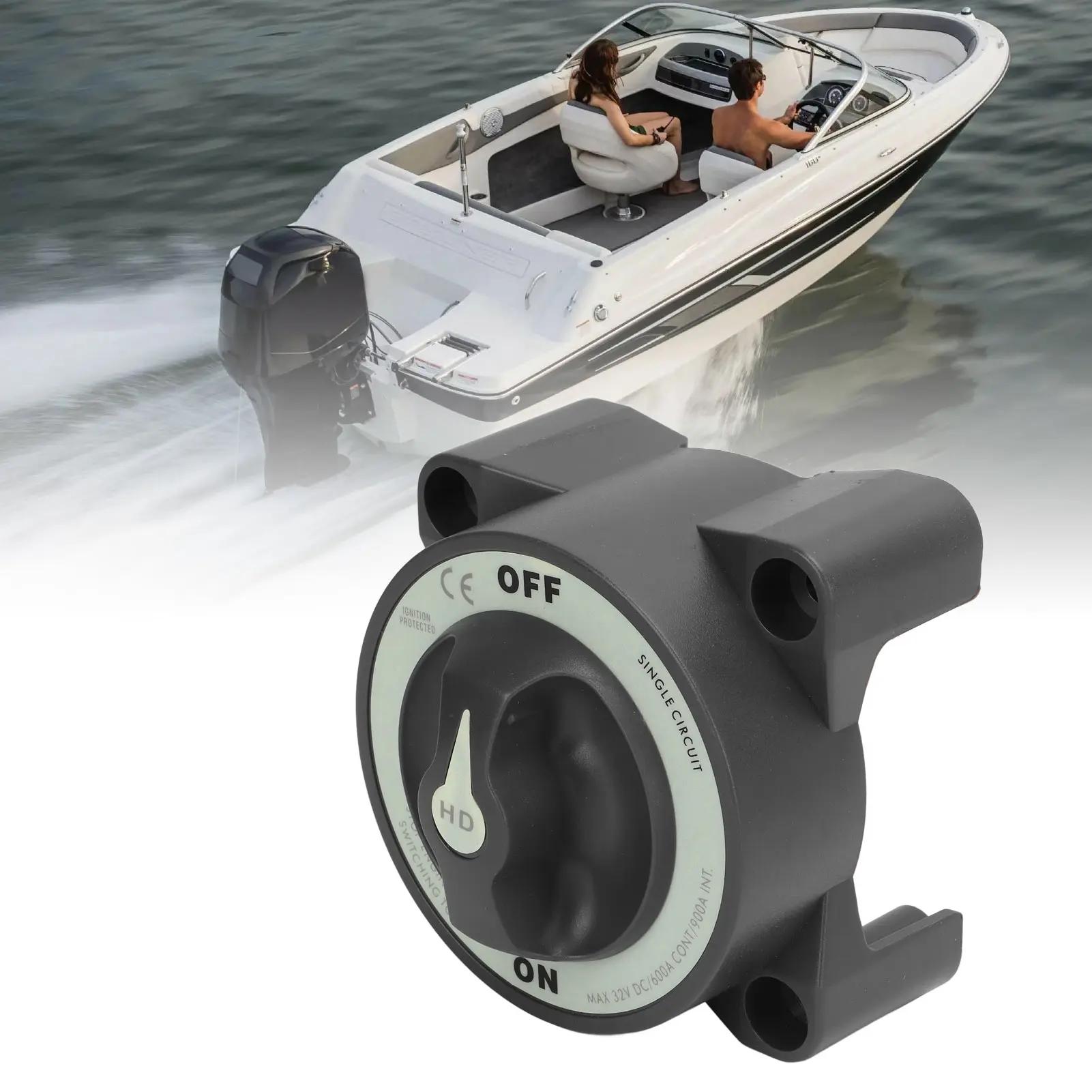 

IP66 Waterproof Single Circuit Battery Disconnect Switch 12V-24V 600A Insulated Housing Ignition Protection for RV Marine Boat