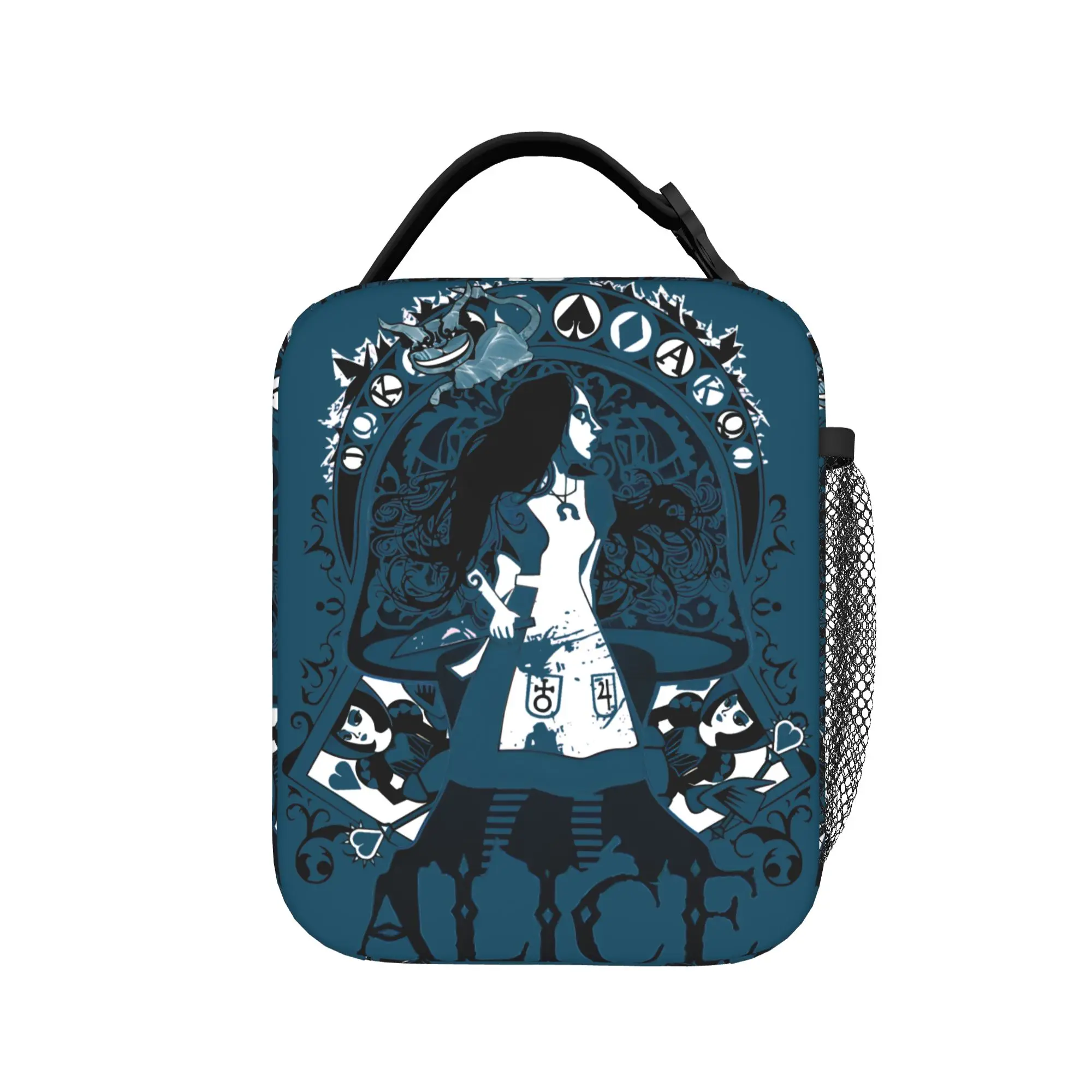

Game A-Alice Madness Returns Lunch Bag Portable Insulated Lunch Box Travel Print Cooler Bag Leisure Thermal Tote Handbags