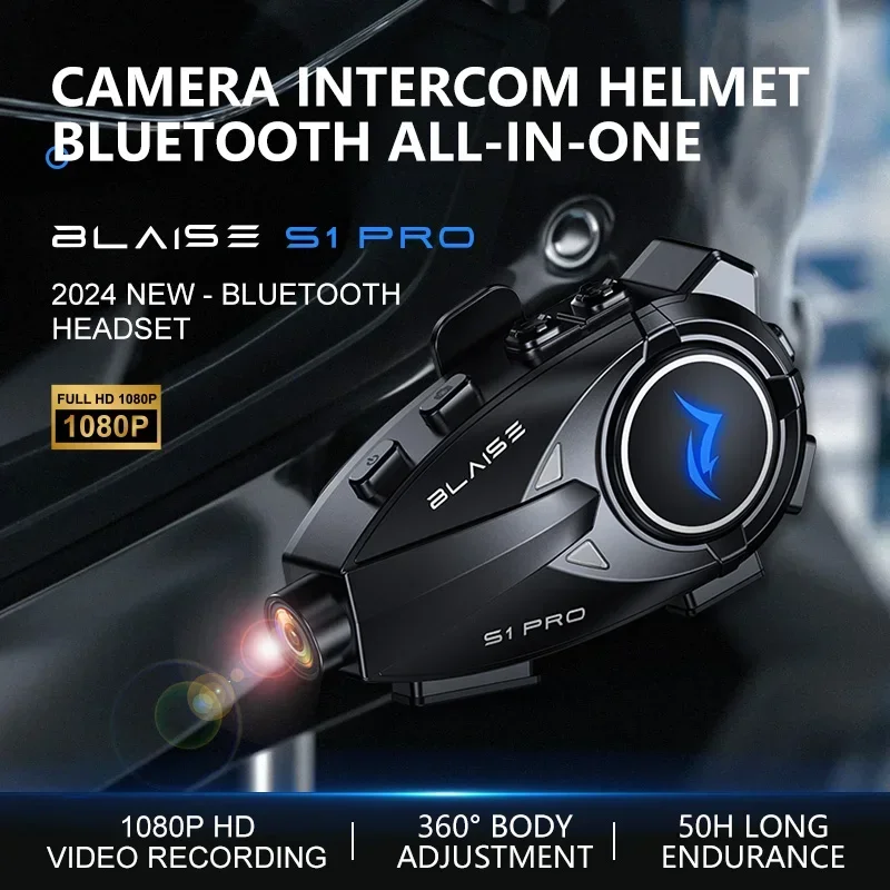 Motorcycle Intercom Helmet Dash Cam Bluetooth Headsets Handsfree Communicator Video Record 1080P Interphone