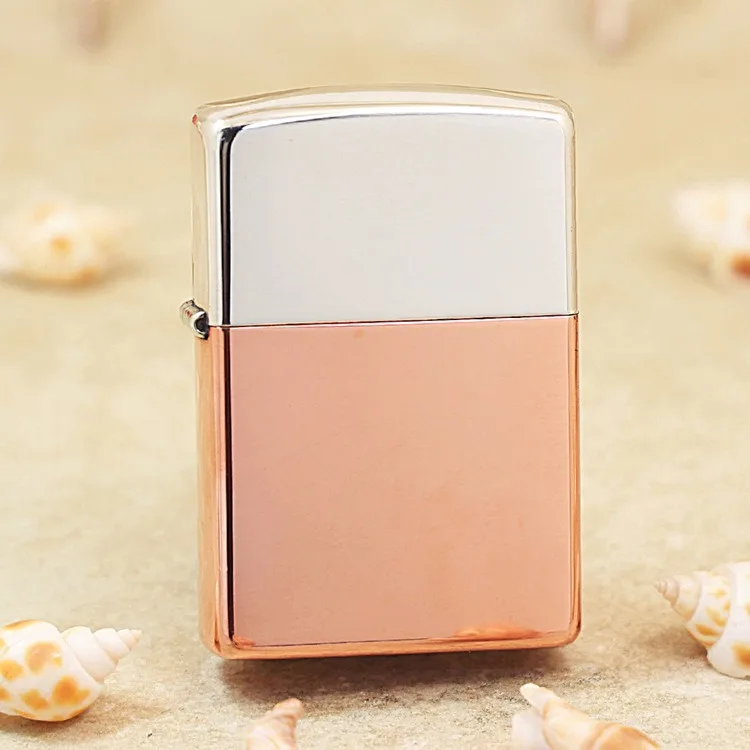 

Genuine Zippo oil lighter Double color blocking copper windproof cigarette Kerosene lighters Gift with anti-counterfeiting code