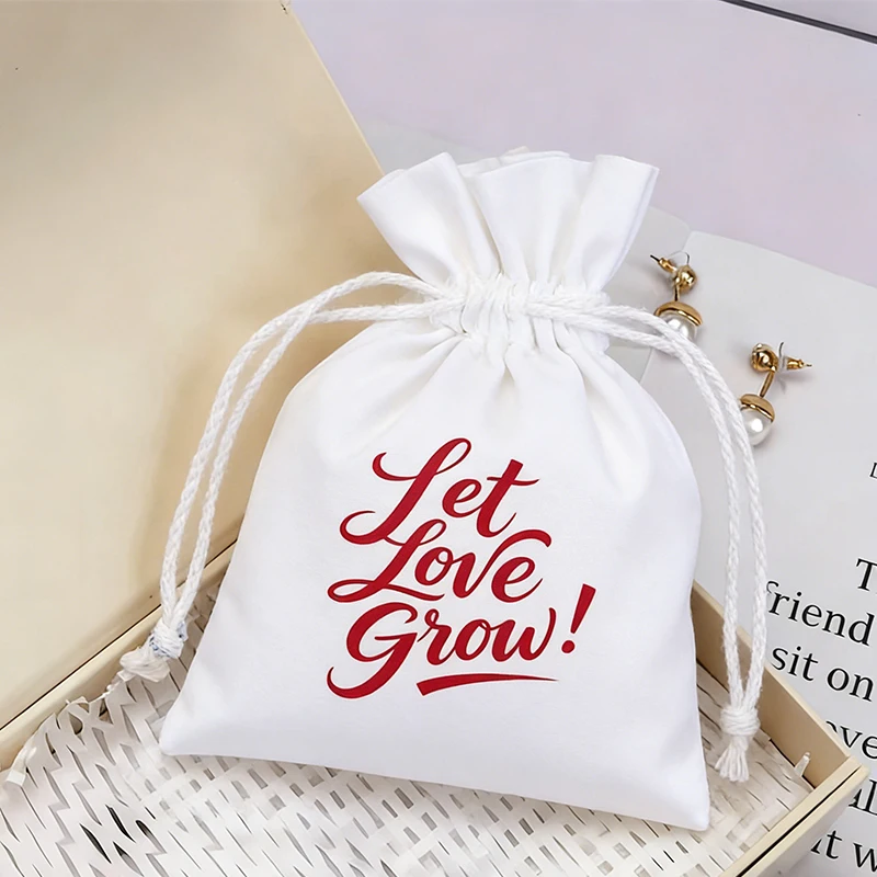 

Логотип Gratitude, 50 шт., сумка для ювелирных изделий, льняной шнурок для макияжа, хлопок, женский подарок, вечерние сумки для хранения, упаковочные сумки