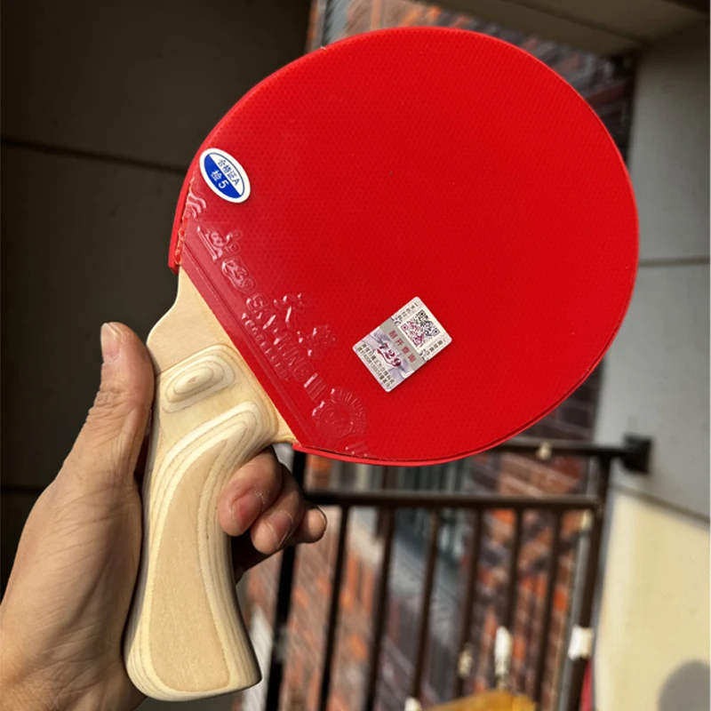 Peng Daoxiu Table Tennis Racket Special Shaped 6mm Thickness Grasp The Diagonal Handle Professional Ping Pong Racket with Rubber