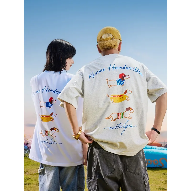 

New Sausage Dog 3D Printed Short Sleeve Couple Style Summer Sports Versatile Breathable Quick Drying Top Trendy