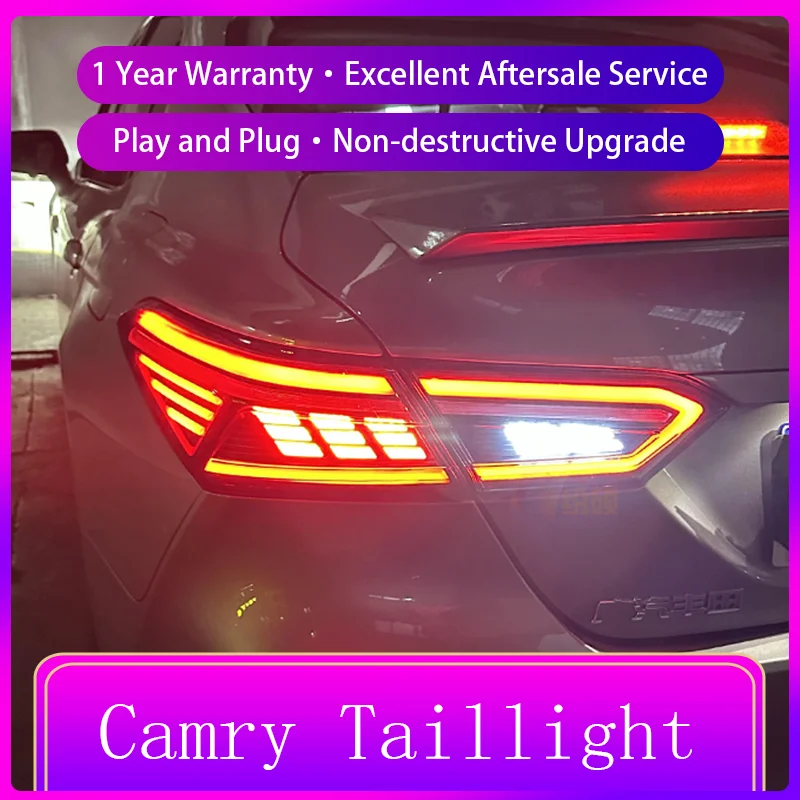 

Пара модных динамических светодиодных задних фар для Toyota Camry 2018-2023, Модернизированная задняя фара в сборе, инструмент для модификации автомобиля, автомобильные аксессуары