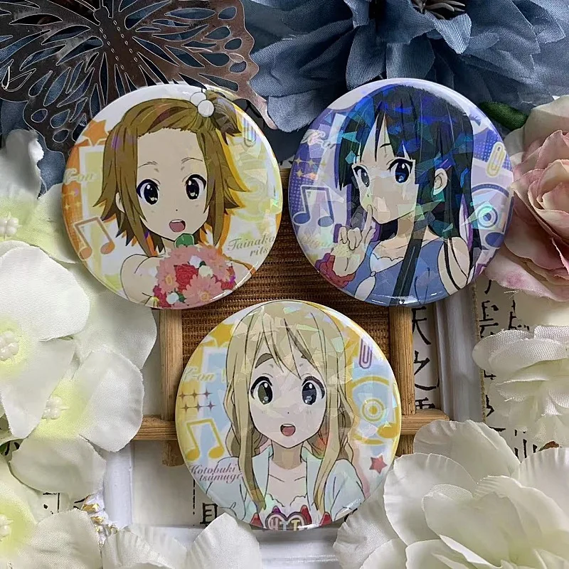 58mm K-On! Anime Round Pins Handmade Brooches For Clothes Backpack Decoration Cartoon Badge Jewelry Accessories Birthday Gift