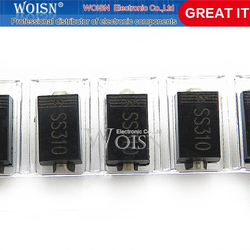 50pcs/lot SS310 SR3100 SMD SR310 Schottky Barrier Rectifier Diode 3A 100V DO-214AC SMA GREAT IT In Stock