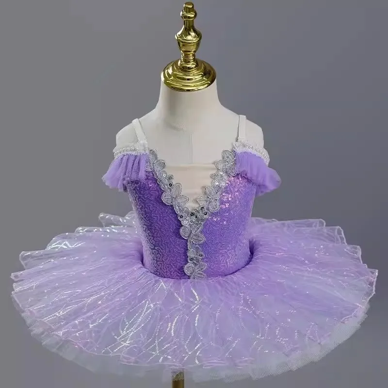 Children Professional Ballet Dress Green Ballet Tutu Kids Costume Ballet princess stage sequins dancing dress