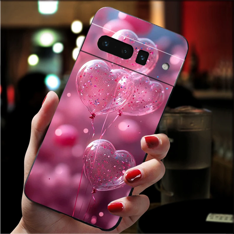 Casing Ponsel untuk Google Pixel 10 9 Pro XL 9A 8 7 6 Pro Pixel 8A 7A 6A Pixel 8 7 6 5 Casing Hati Merah Muda Cinta
